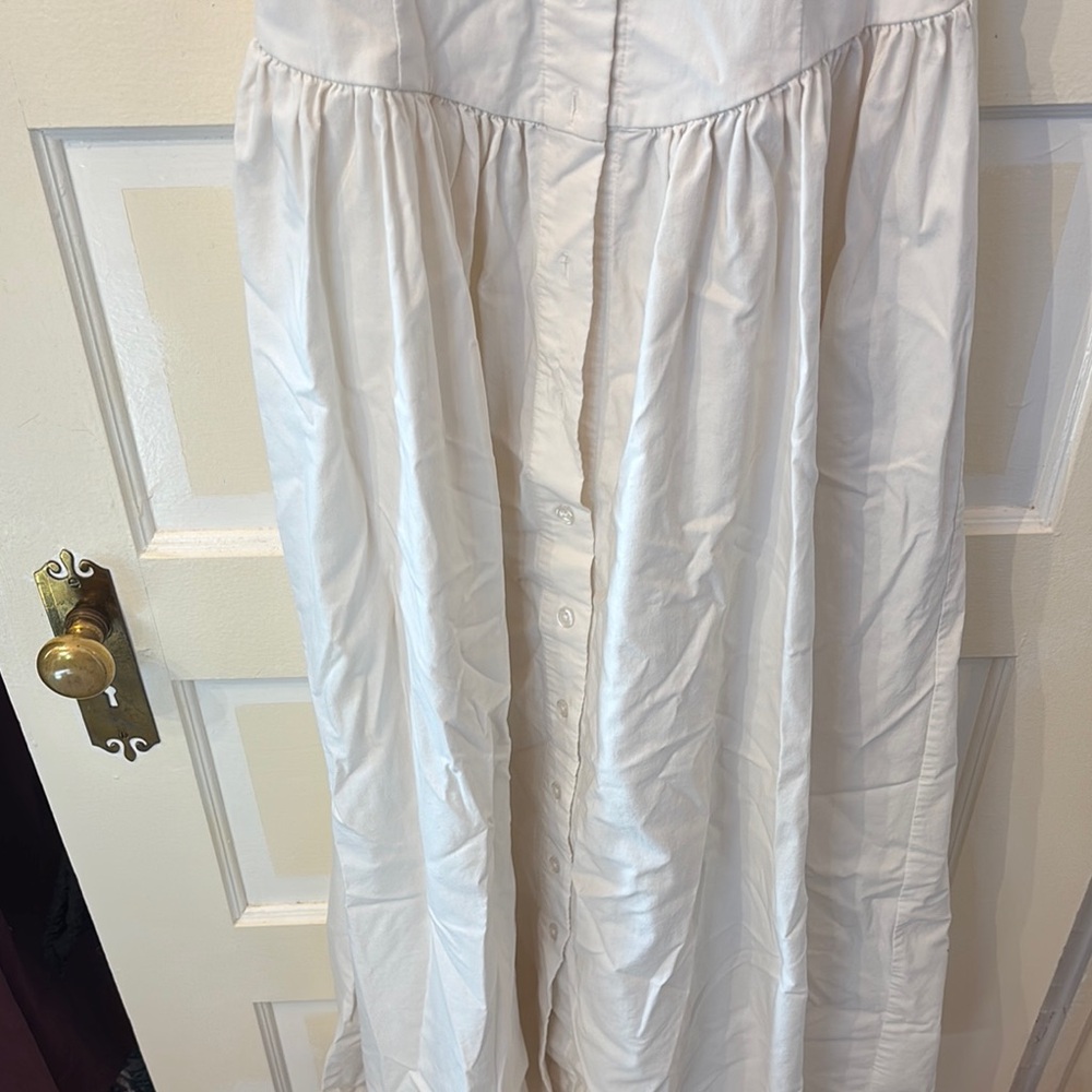 Anthropologie White Scallop V-Neck Sleeveless Maxi Dress - Picture 4 of 8